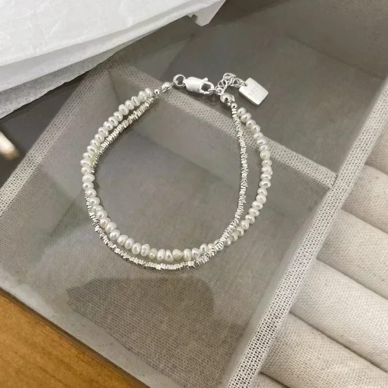 Pulseira Prata Esterlina com Pérolas para Mulheres